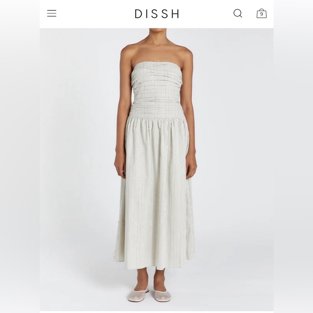DISSH Cream Ruched Strapless Sundress Size 6
